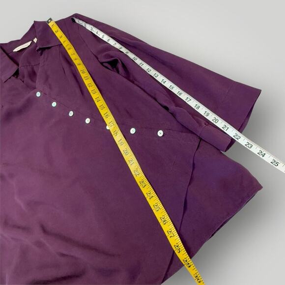 Soft Surroundings Asymmetrical Button Tunic Tops Roll Tab Sleeves Size PL Purple - Picture 15 of 16